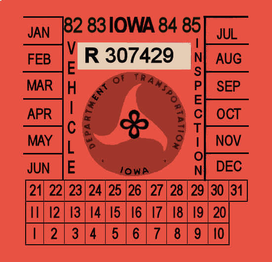 (image for) 1982 to1985 Iowa Inspection Sticker